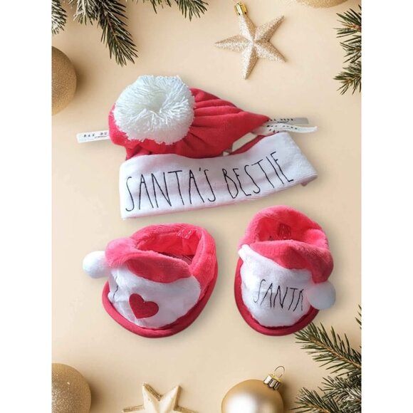 Rae Dunn Santa Hat / Slipper Set Baby NEW 0-6 months - Picture 1 of 6